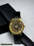 Skeleton Gold Watch (Leather Strap) - Wi Gadget
