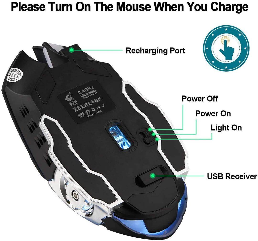 T2 Silent Wireless Gaming Mouse - Wi Gadget