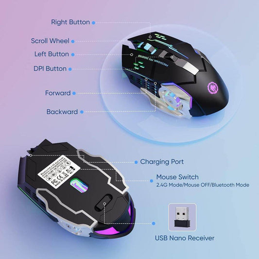 T2 Silent Wireless Gaming Mouse - Wi Gadget